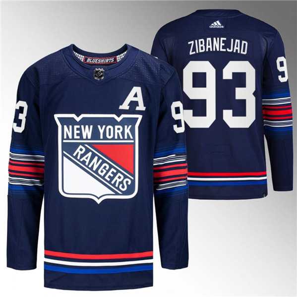 Men%27s New York Rangers #93 Mika Zibanejad Navy Stitched Jersey Dzhi